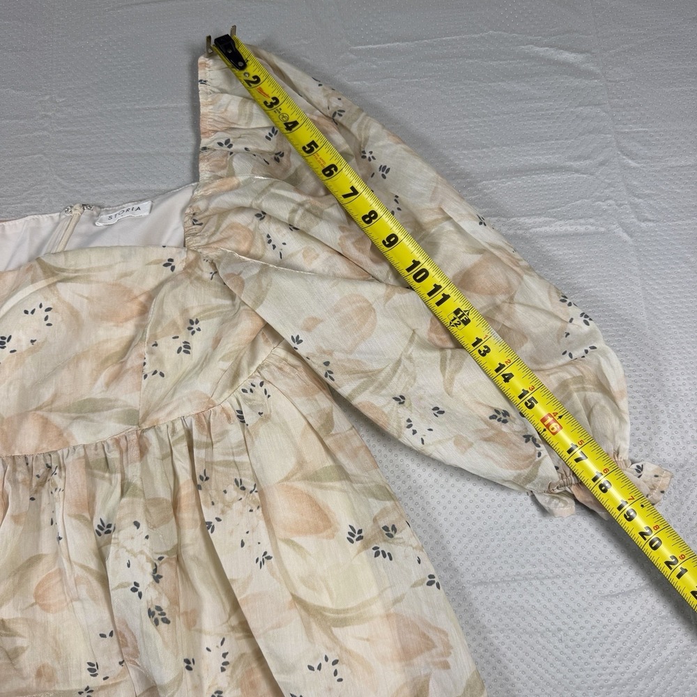 Storia Floral Puff Sleeve Maxi Dress Womens Large Lined Square Neck Cottagecore - Picture 5 of 16